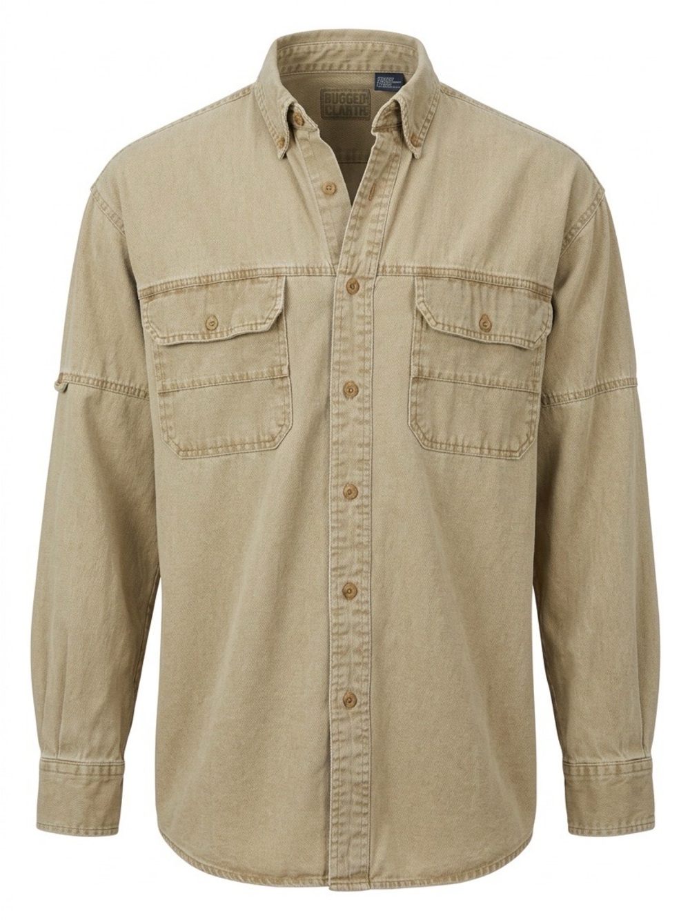 Faded Glory Men’s Button-Down Shirt in Khaki